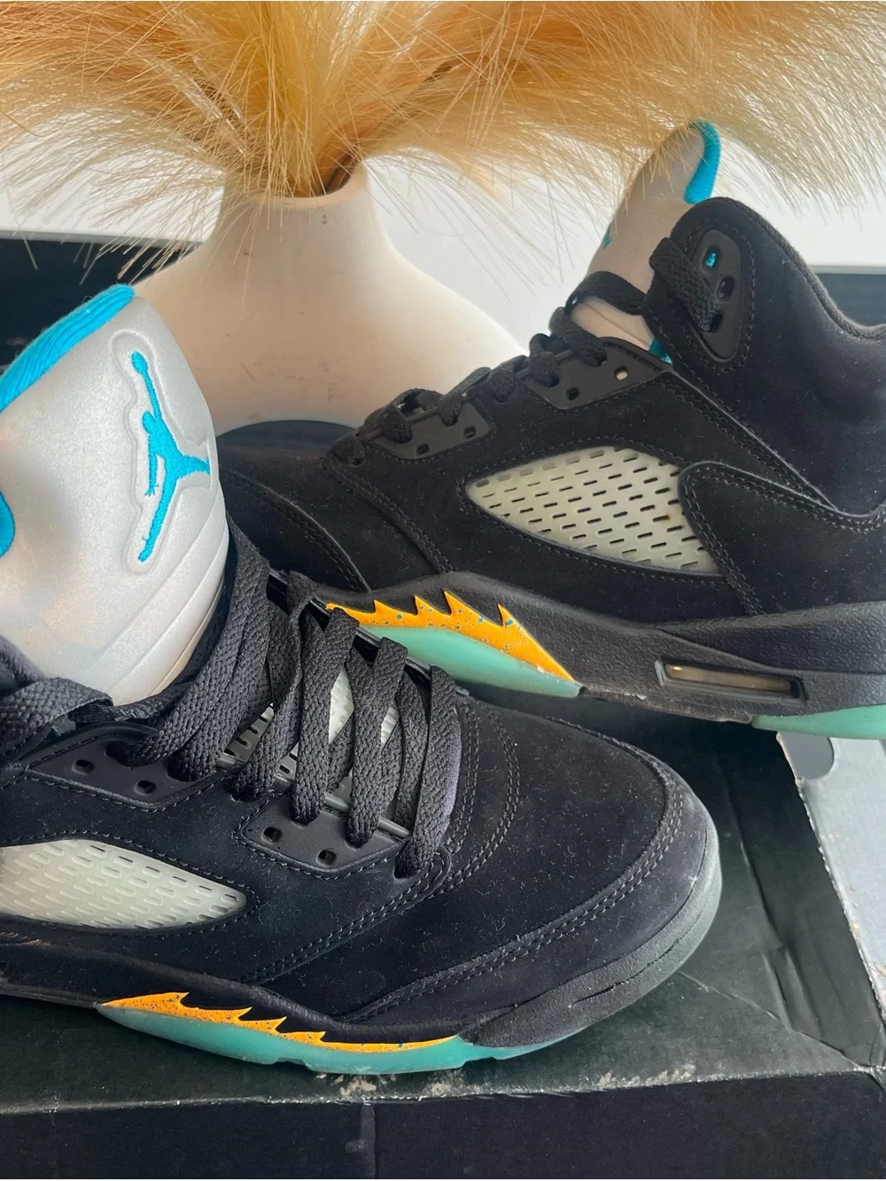 Jordan Kids Black Sneakers with Teal Jumpman Accents
